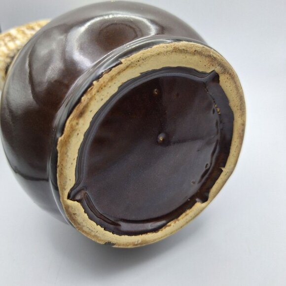 Robinson Ransbottom Pottery Pitcher Brown Drip Glaze Vintage Swirl Handle 7.5 - Picture 7 of 8